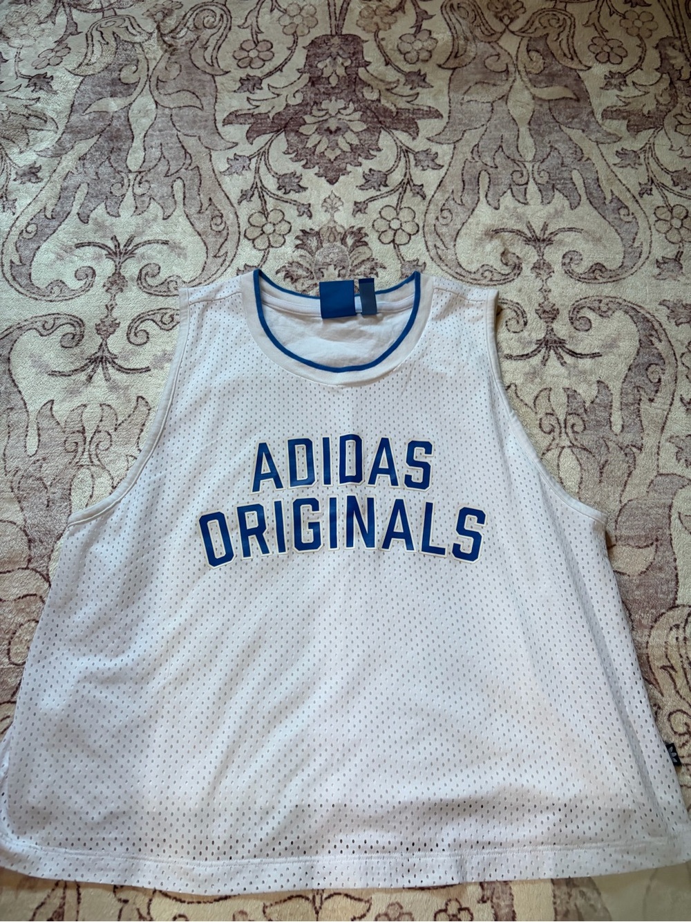 Adidas Originals White & Blue Mesh Tank Top Women’s